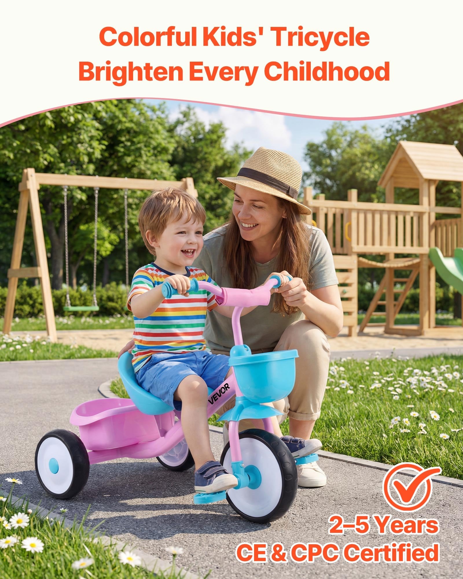 Tricycle pour Enfants 2-5 Ans – Siège Réglable, Certifié CE & CPC