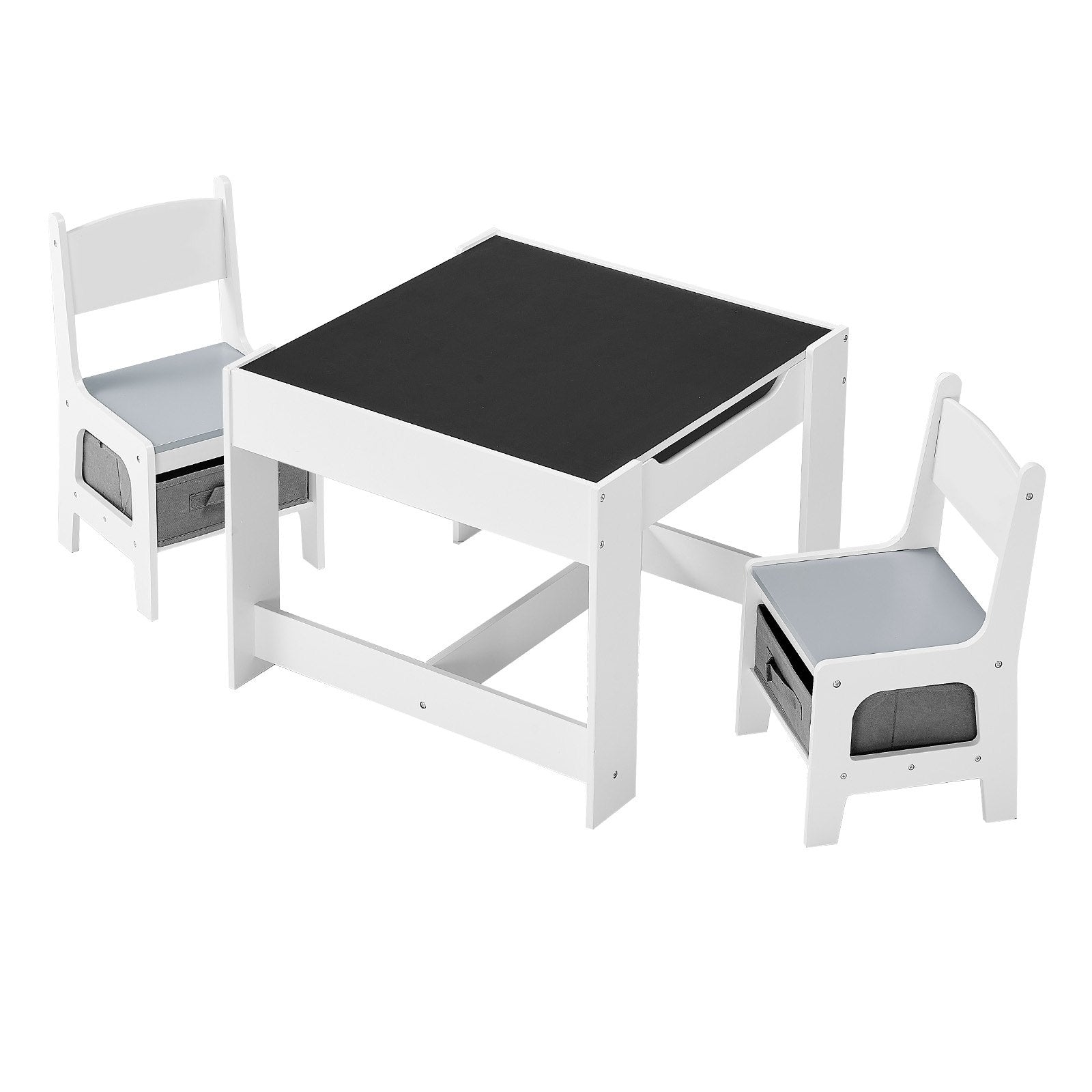 Table et 2 Chaises pour Enfants – Avec Tableau Noir et Rangement