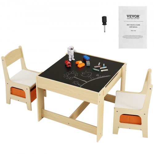 Table et 2 Chaises Enfant en Bois – Avec Rangement, Pour 2-8 Ans