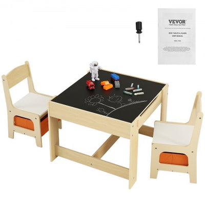 Table et 2 Chaises Enfant en Bois – Avec Rangement, Pour 2-8 Ans