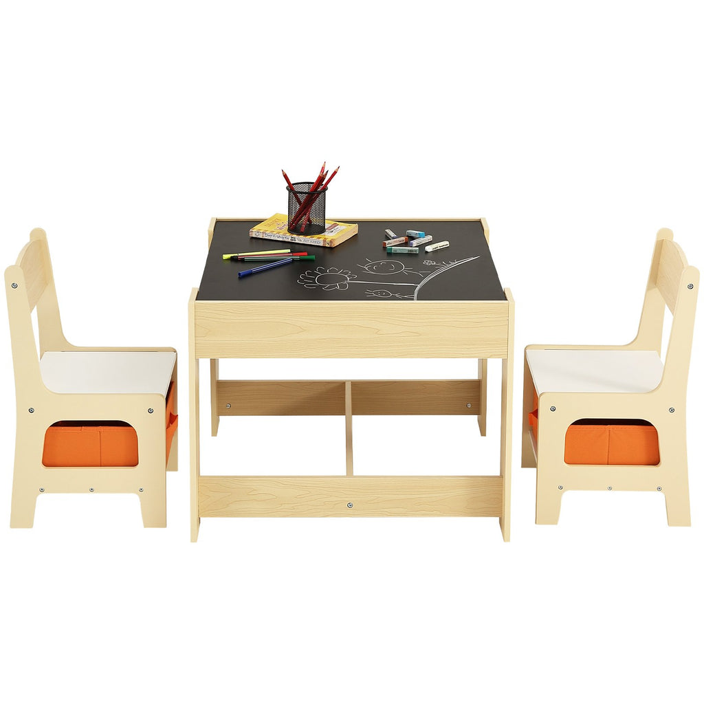 Table et 2 Chaises Enfant en Bois – Avec Rangement, Pour 2-8 Ans