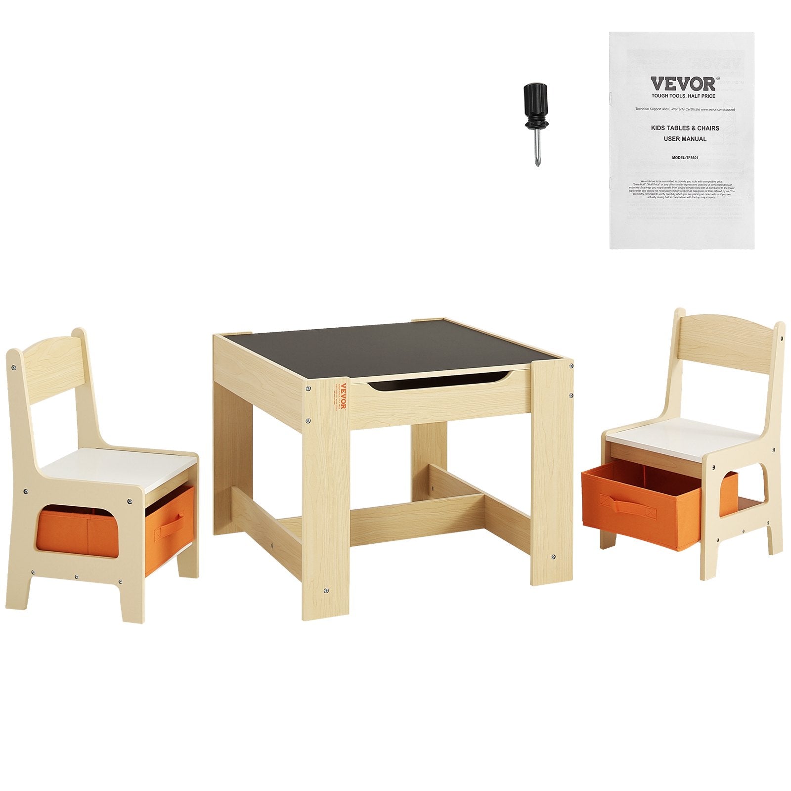 Table et 2 Chaises Enfant en Bois – Avec Rangement, Pour 2-8 Ans