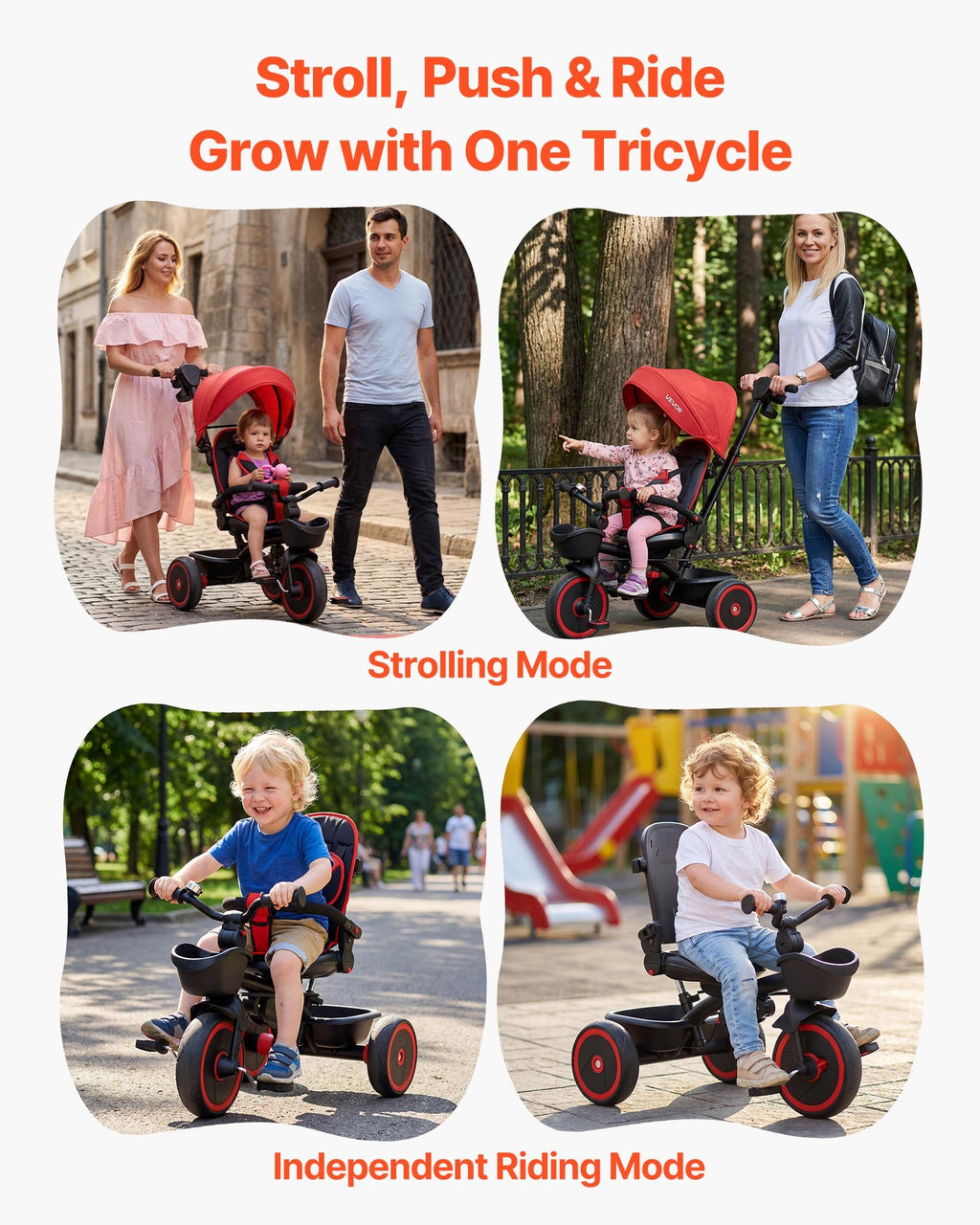 Tricycle Poussette 6-en-1 pour Enfants de 1 à 5 Ans – Sécurité Double