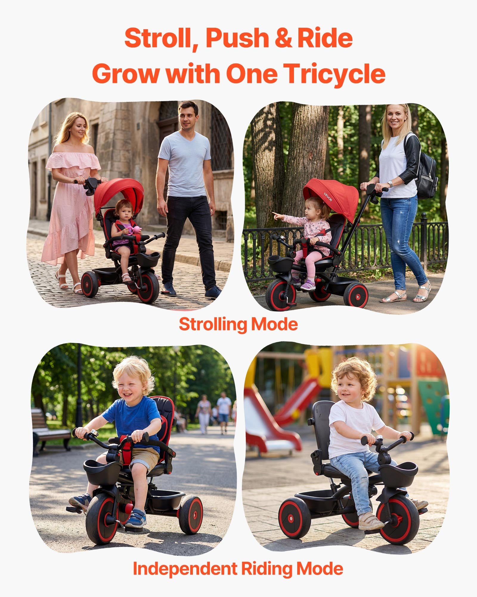 Tricycle Poussette 6-en-1 pour Enfants de 1 à 5 Ans – Sécurité Double