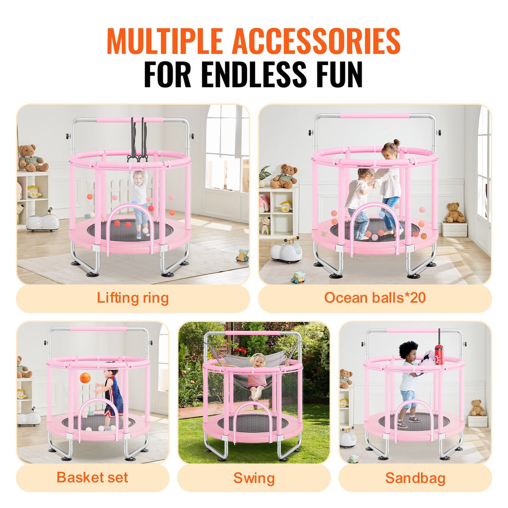 Trampoline pour Enfants 140 cm – Intérieur/Extérieur avec Accessoires