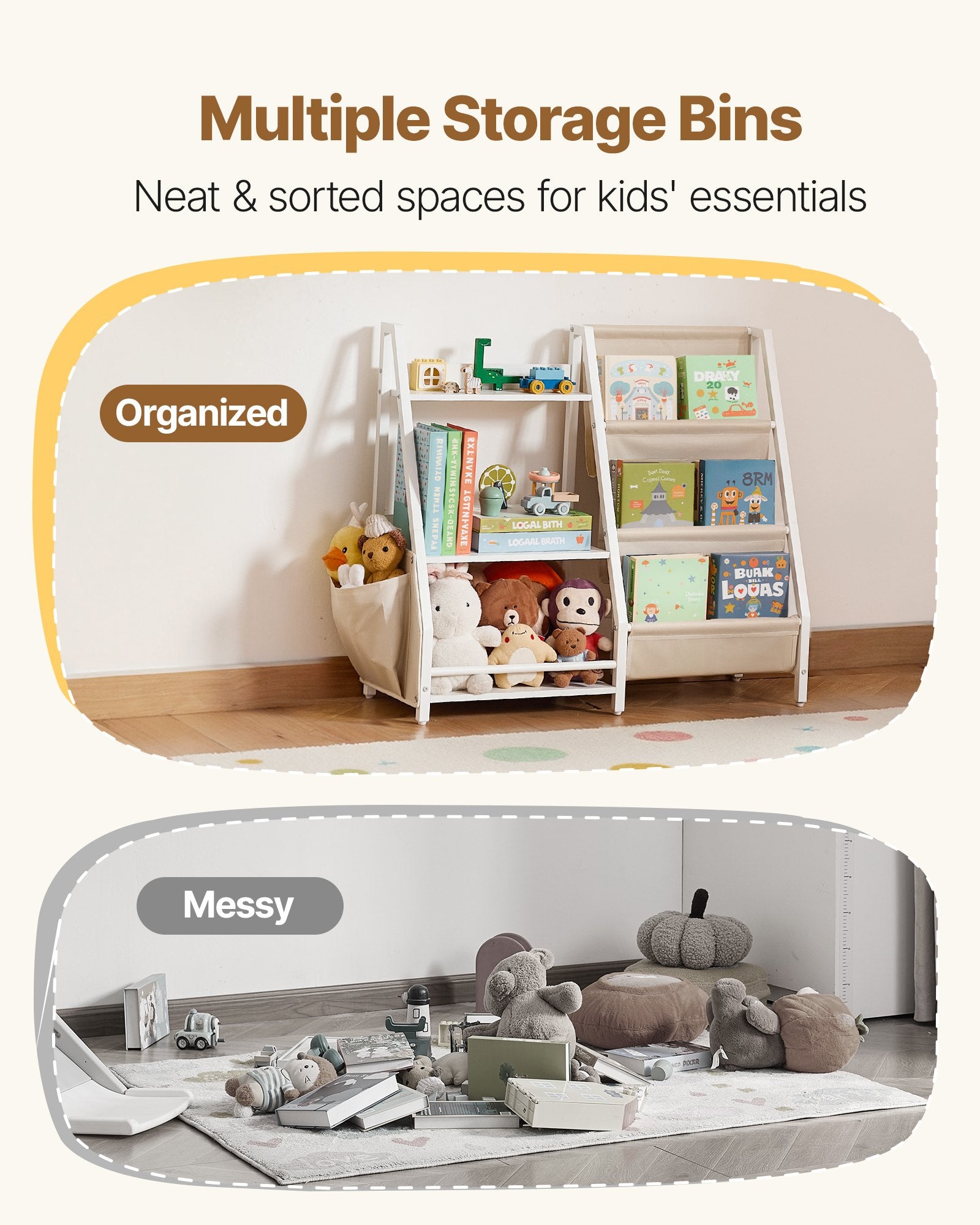Bibliothèque 3 Niveaux pour Enfants – Rangement Jouets & Livres