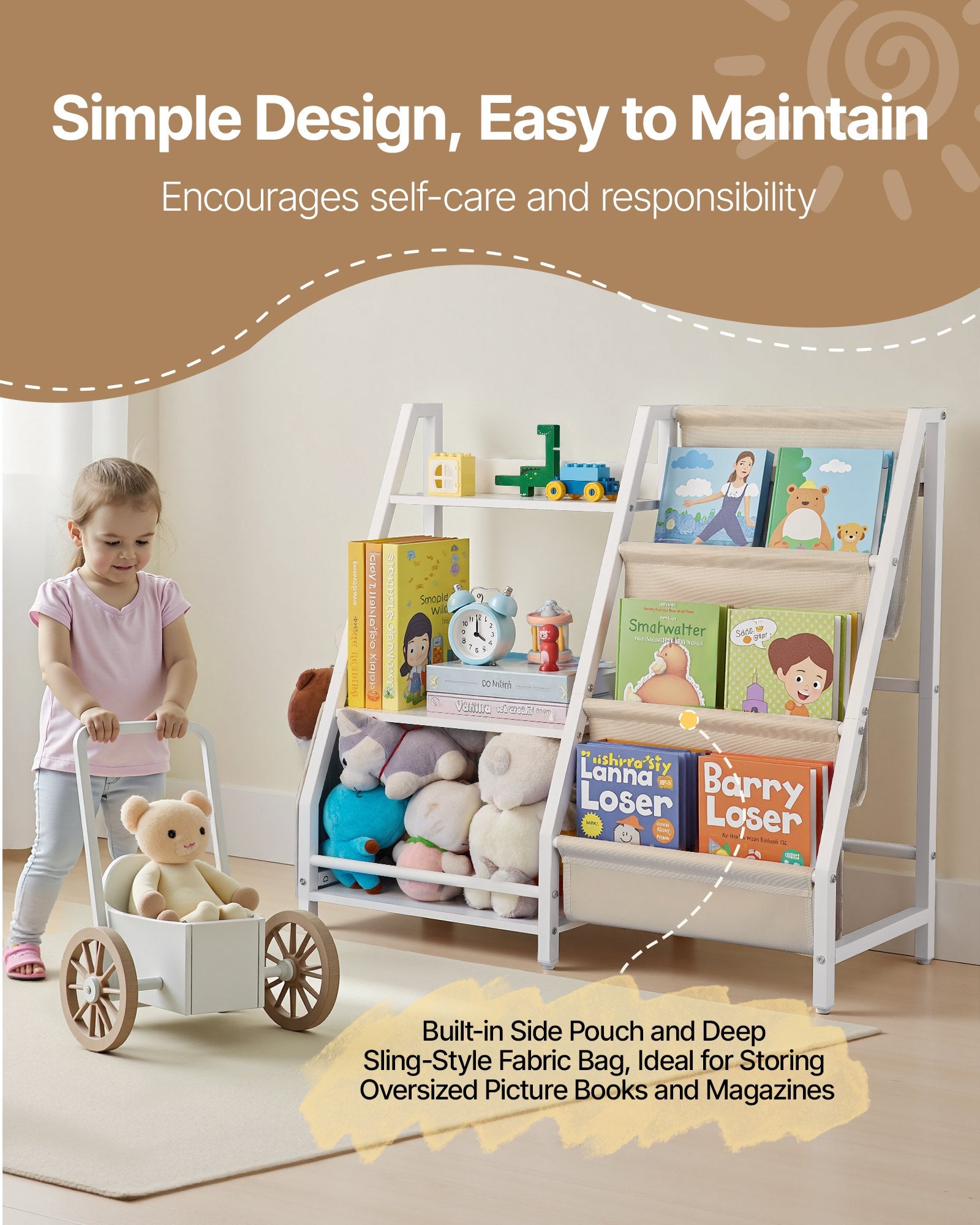 Bibliothèque 3 Niveaux pour Enfants – Rangement Jouets & Livres