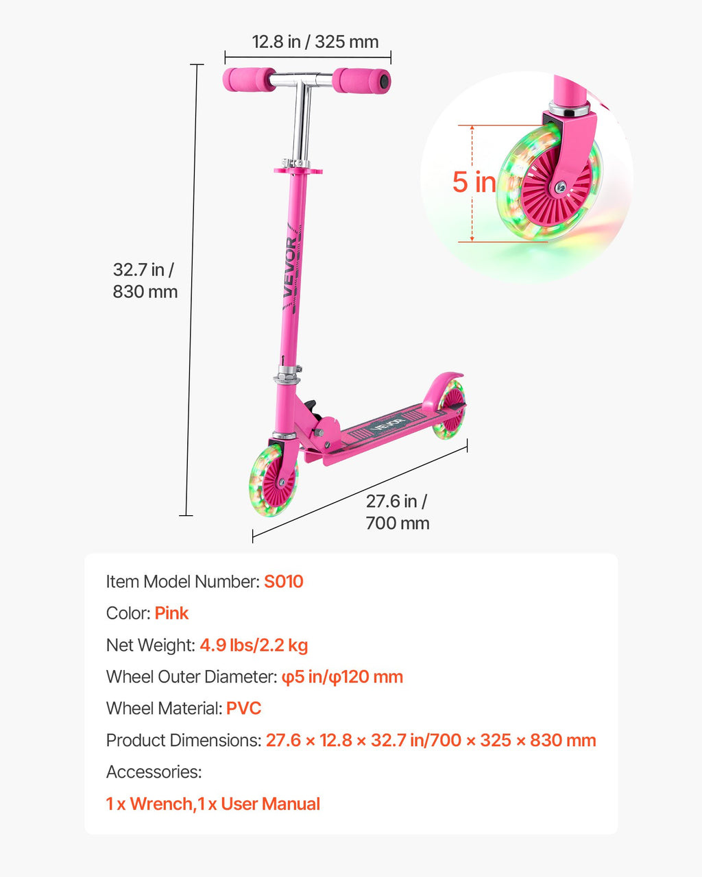 Trottinette Lumineuse pour Enfants dès 3 ans – 2 Roues avec LED