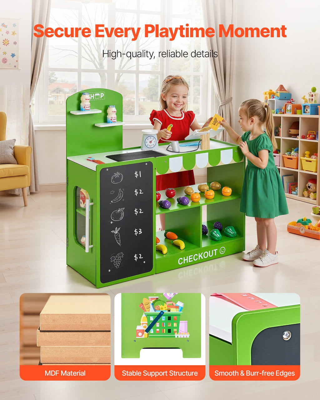 Épicerie Jouet en Bois pour Enfants – Caisse Enregistreuse & Tapis Roulant
