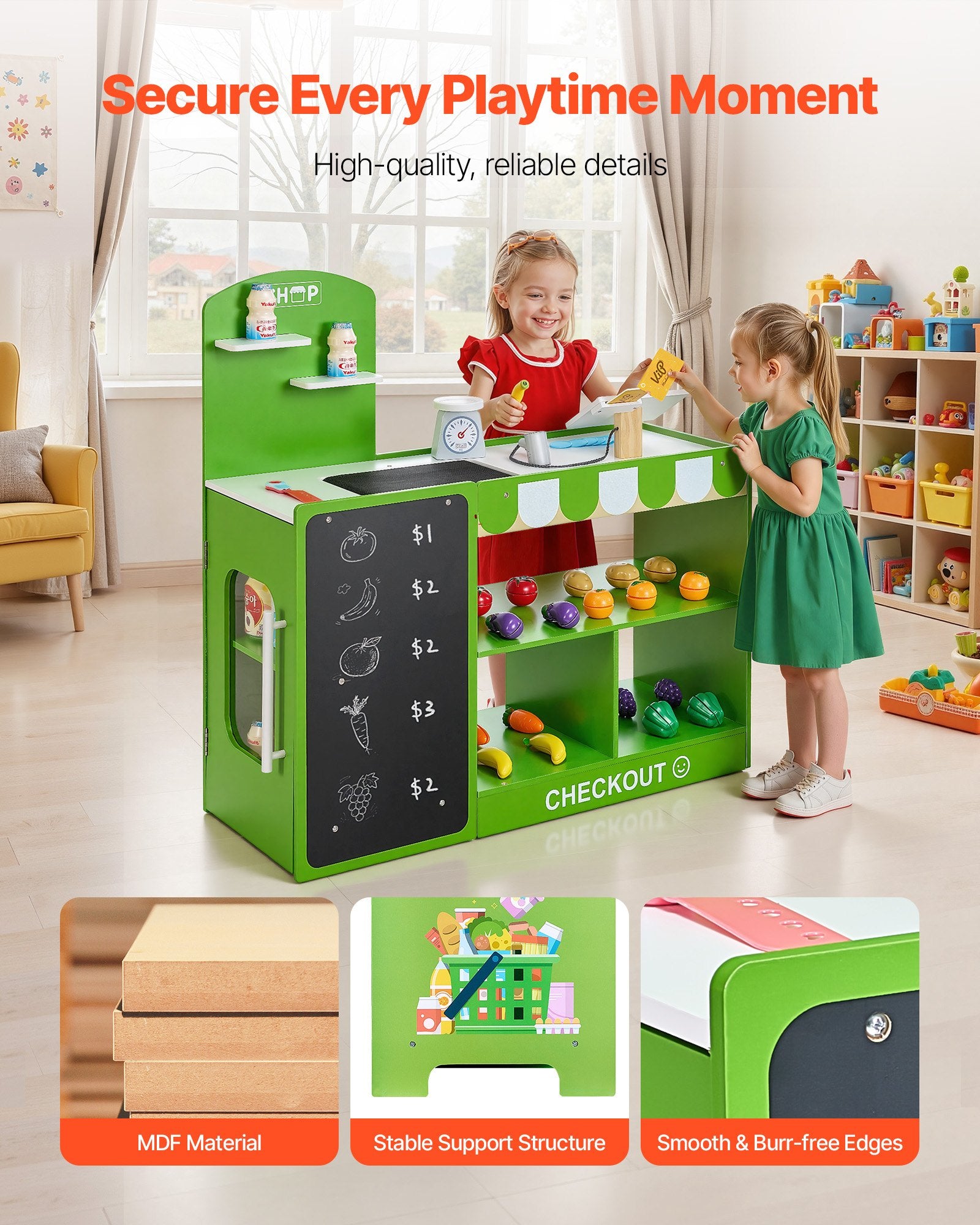 Épicerie Jouet en Bois pour Enfants – Caisse Enregistreuse & Tapis Roulant