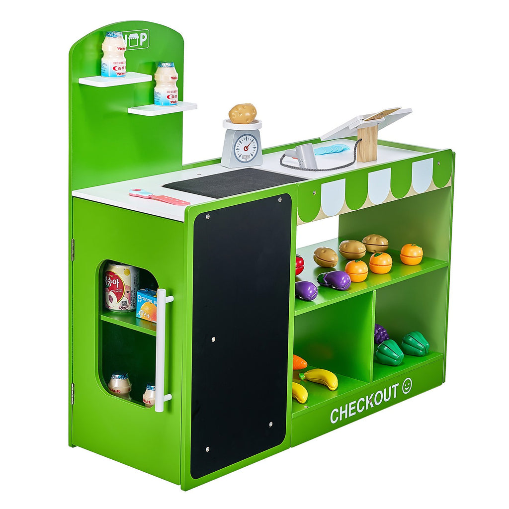 Épicerie Jouet en Bois pour Enfants – Caisse Enregistreuse & Tapis Roulant