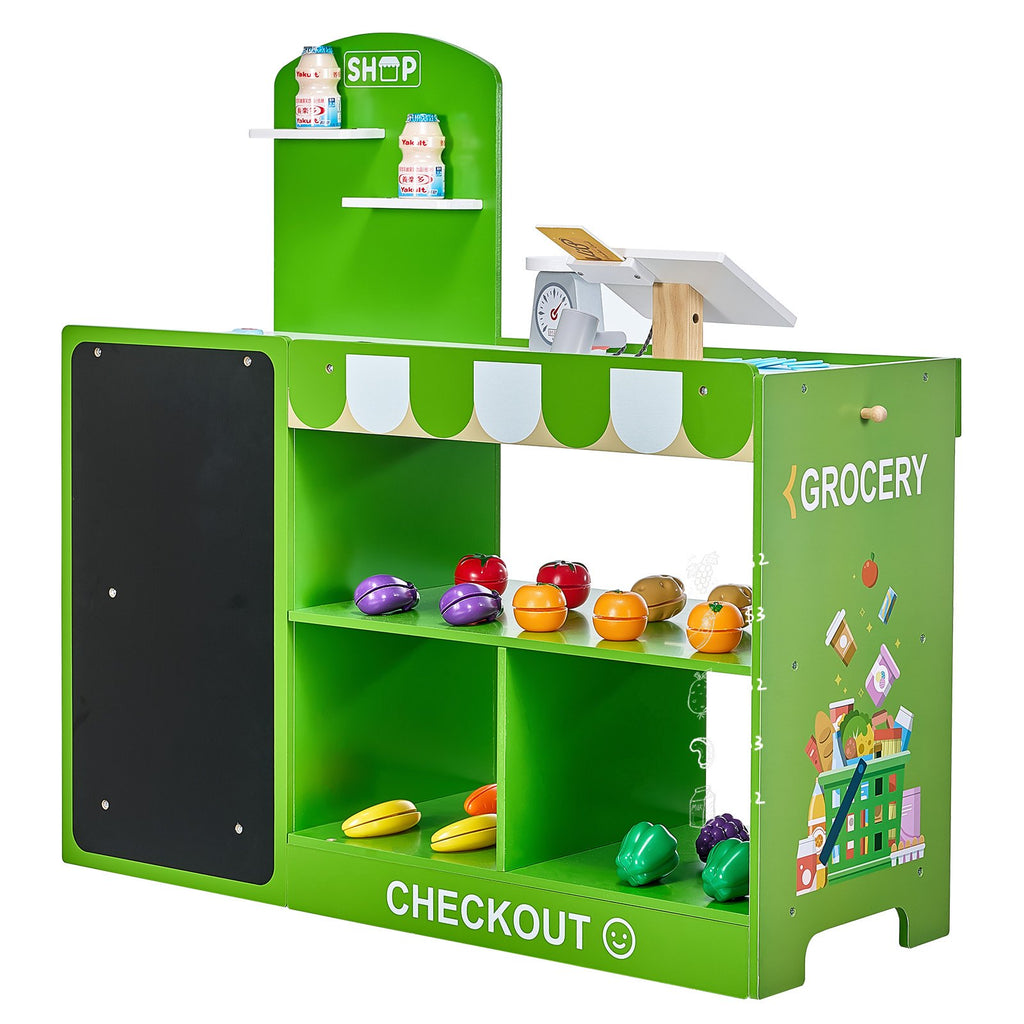 Épicerie Jouet en Bois pour Enfants – Caisse Enregistreuse & Tapis Roulant