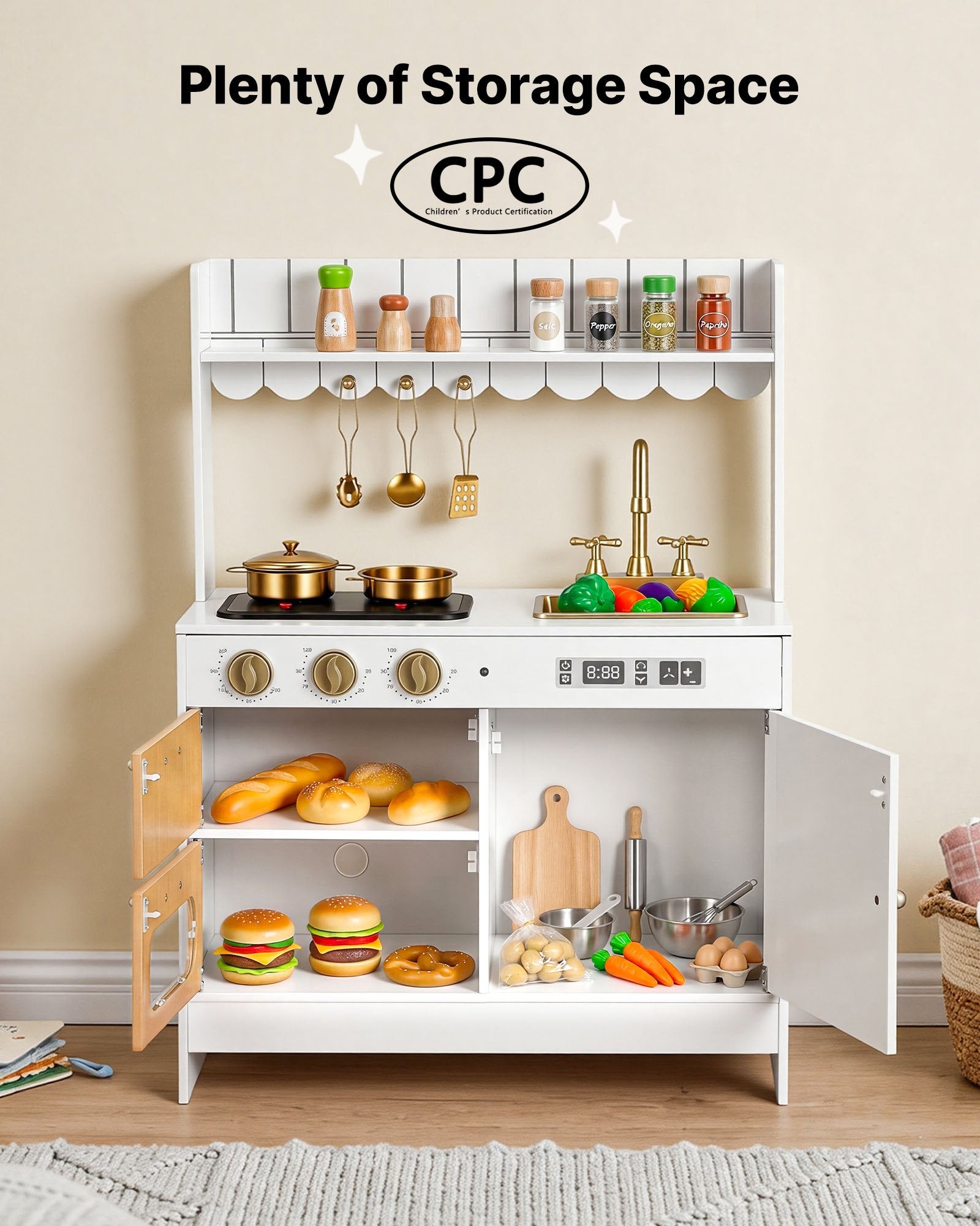 Cuisine Jouet en Bois pour Enfants – Avec Vraies Lumières & Sons