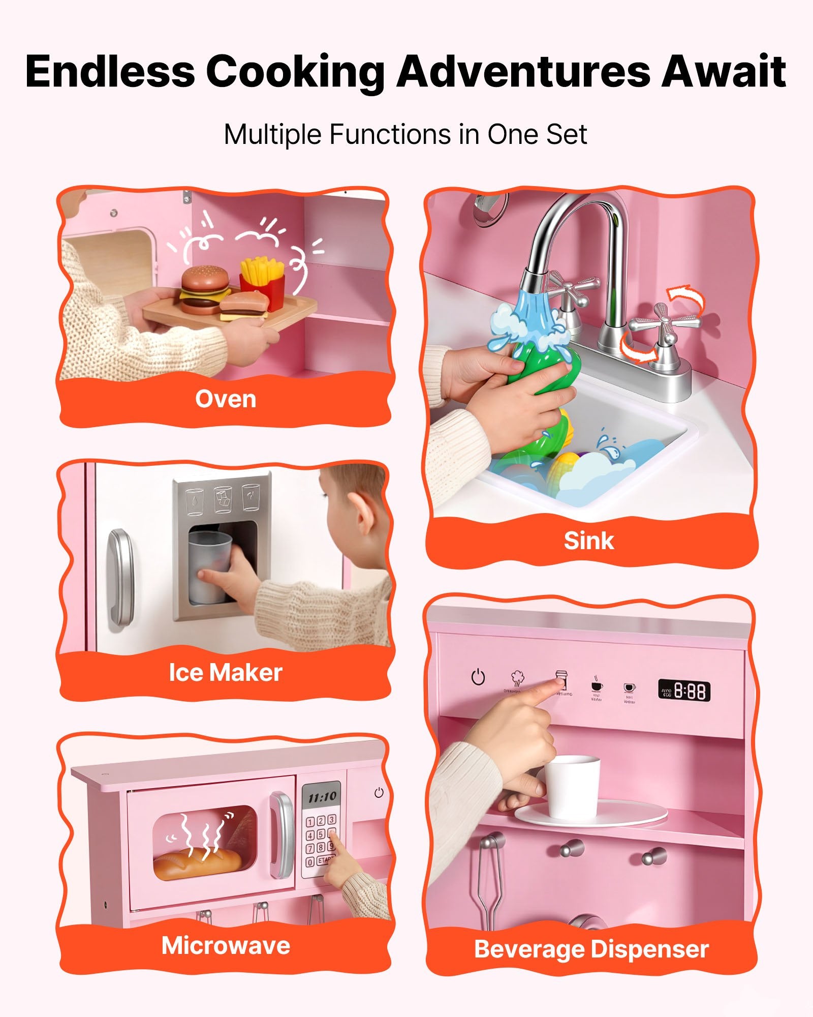 Cuisine Jouet en Bois pour Enfants – Lumières & Sons Réalistes