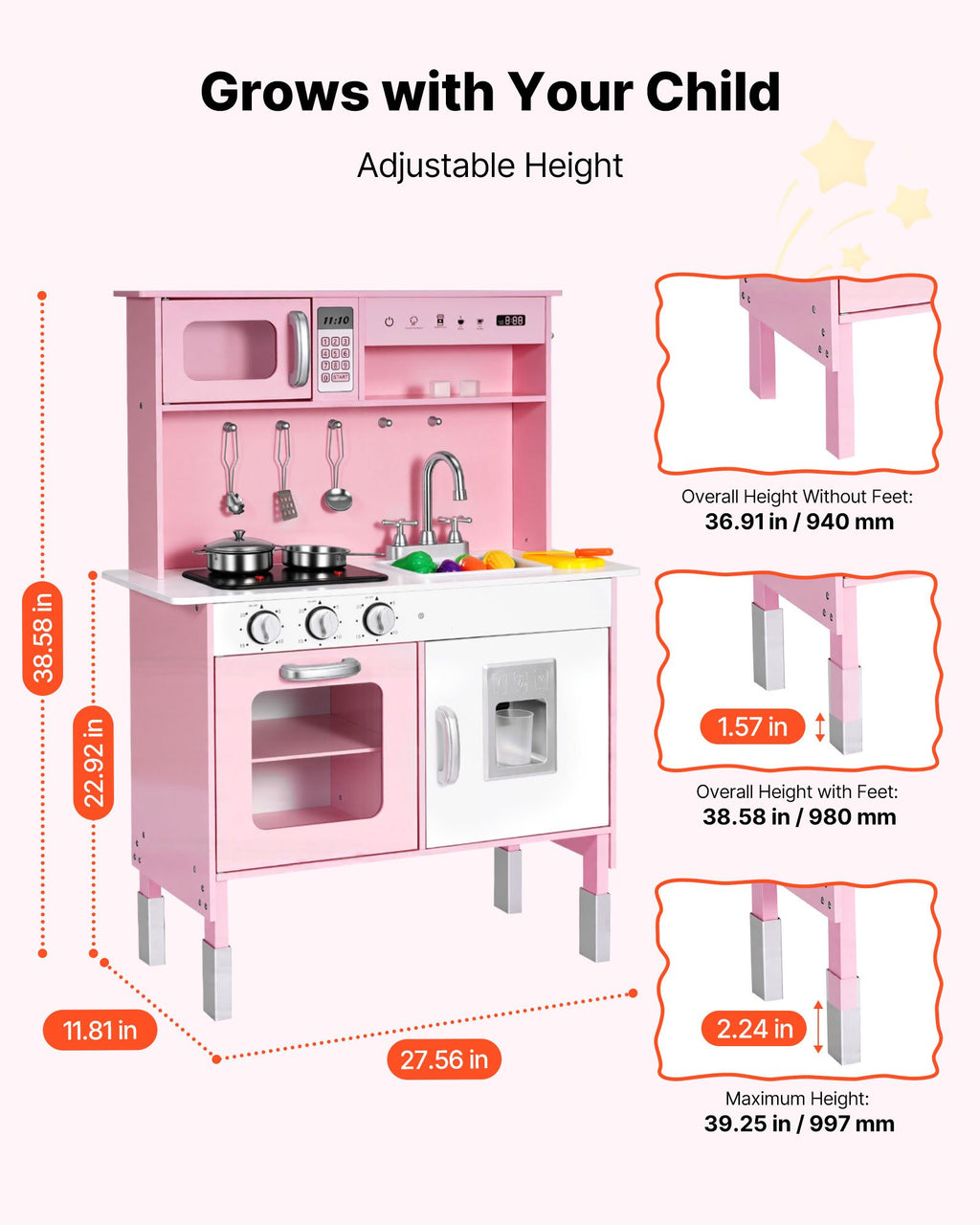 Cuisine Jouet en Bois pour Enfants – Lumières & Sons Réalistes