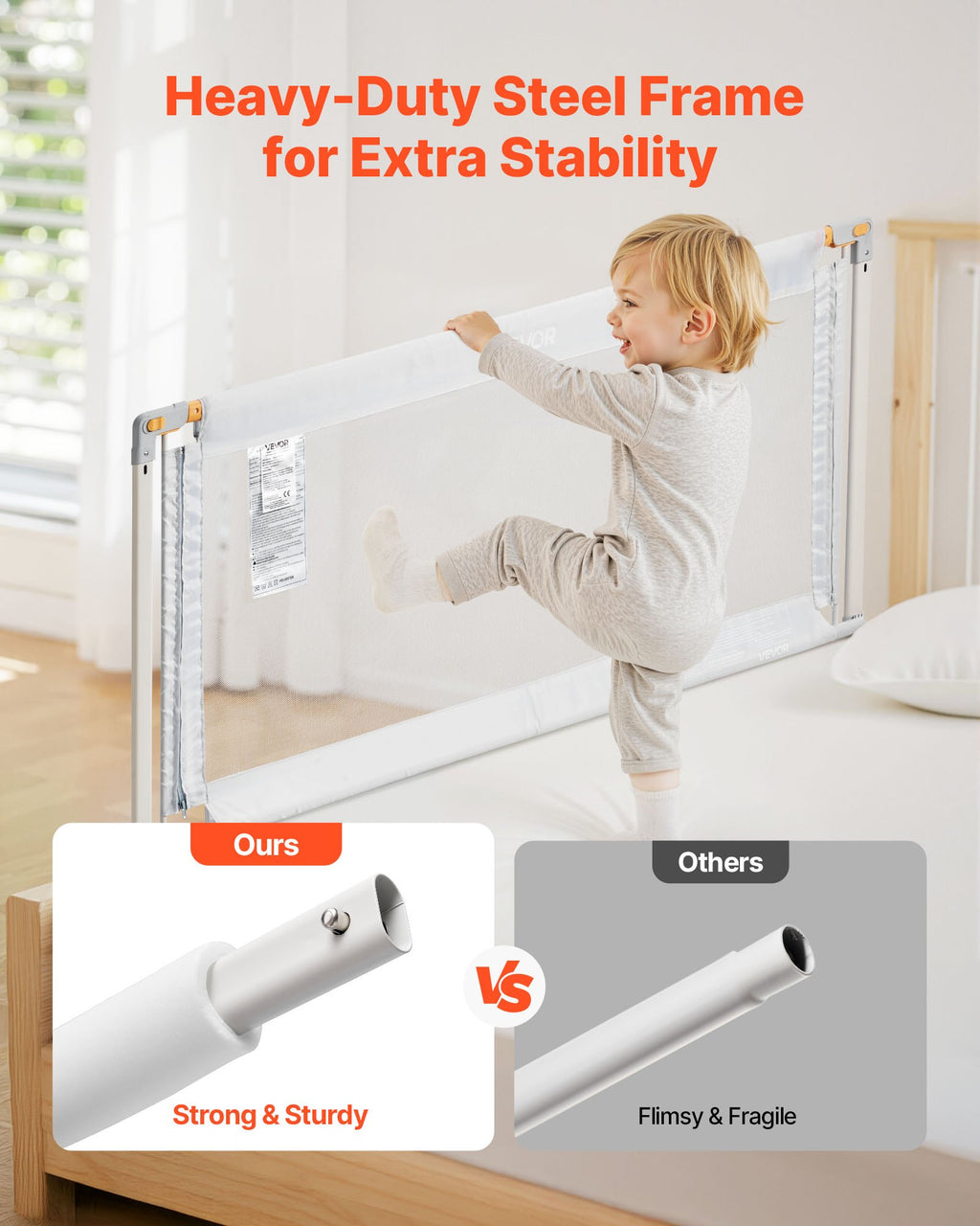 Barrière de Lit pour Enfants – Sécurité Renforcée avec Tube en Fer