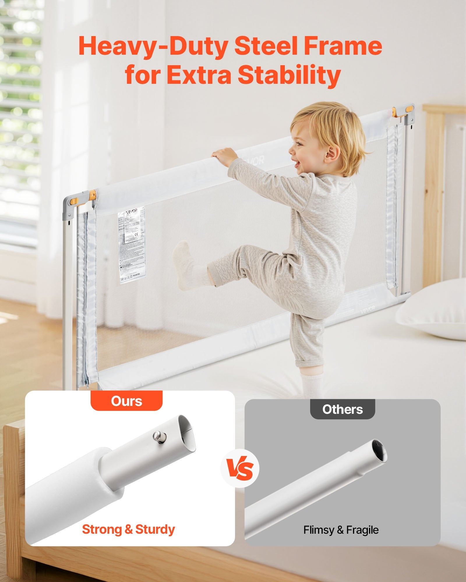 Barrière de Lit pour Enfants – Sécurité Renforcée avec Tube en Fer