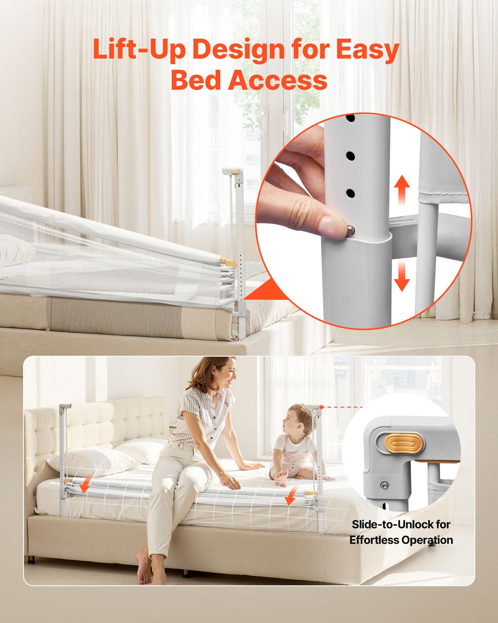 Barrière de Lit pour Enfants – Sécurité Renforcée avec Tube en Fer