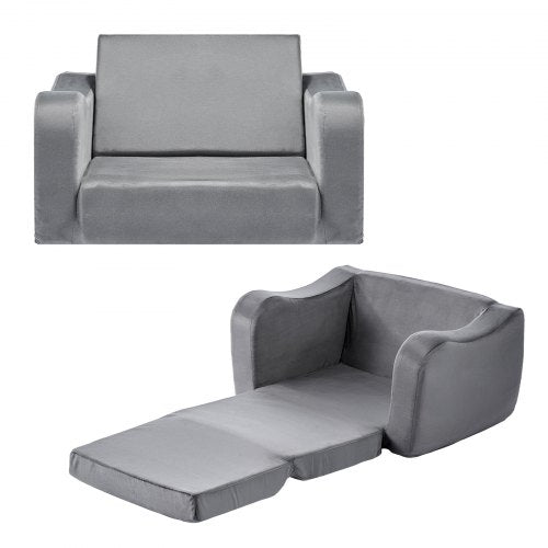 Canapé 2-en-1 Pliable pour Enfants – Fauteuil Doux avec Accoudoirs
