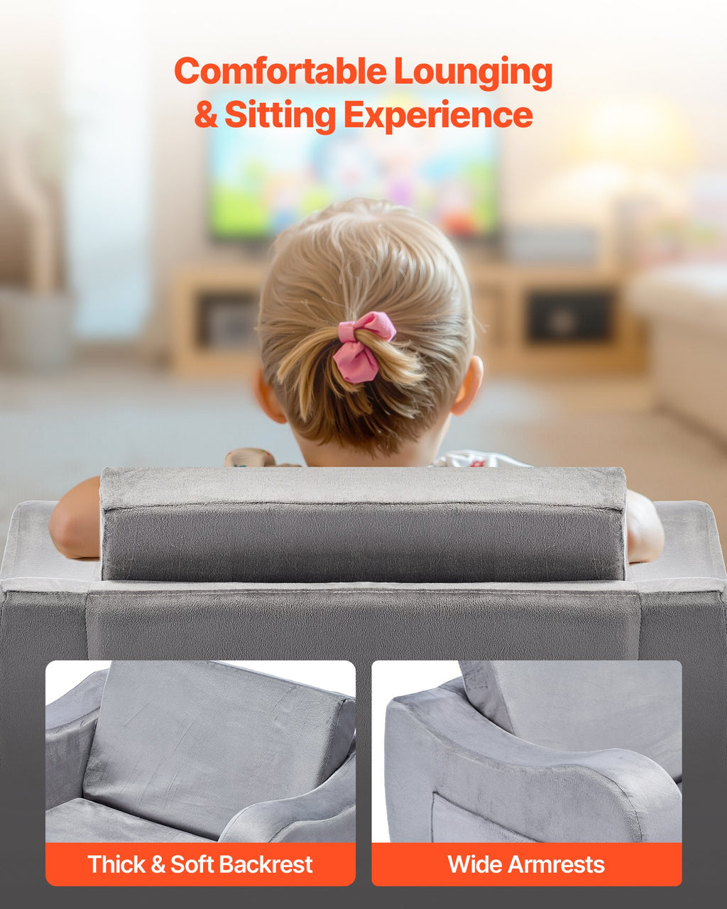 Canapé 2-en-1 Pliable pour Enfants – Fauteuil Doux avec Accoudoirs