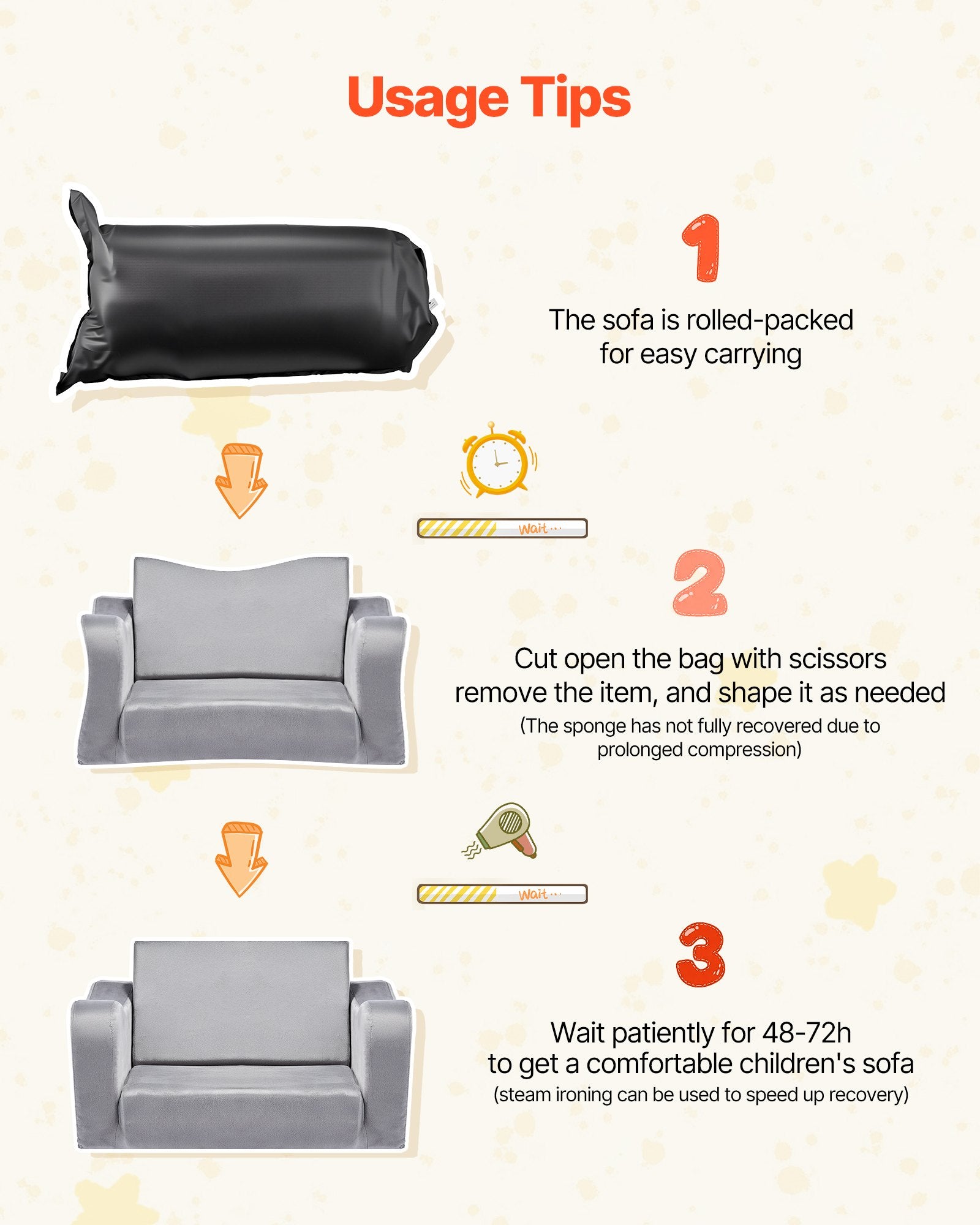Canapé 2-en-1 Pliable pour Enfants – Fauteuil Doux avec Accoudoirs