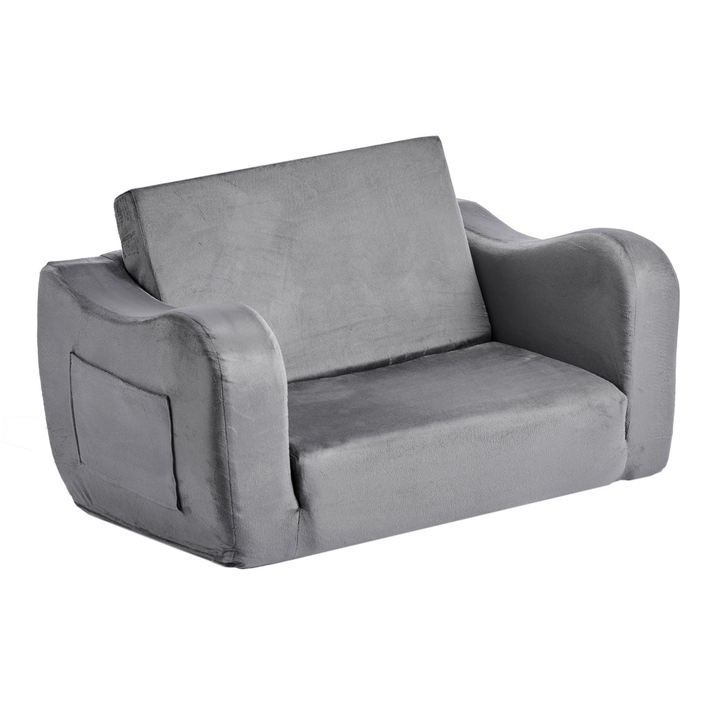 Canapé 2-en-1 Pliable pour Enfants – Fauteuil Doux avec Accoudoirs