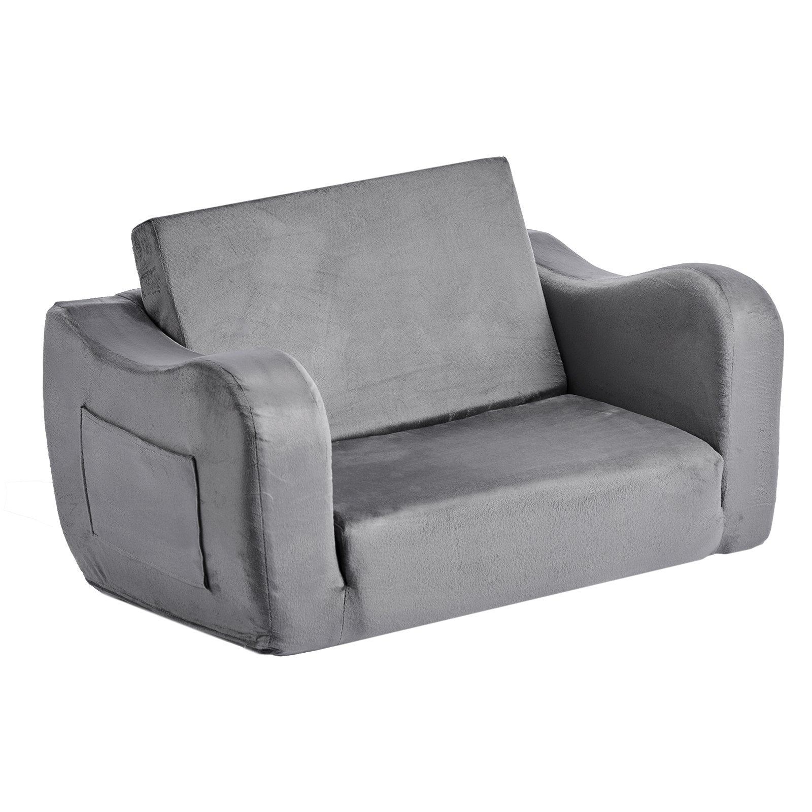 Canapé 2-en-1 Pliable pour Enfants – Fauteuil Doux avec Accoudoirs